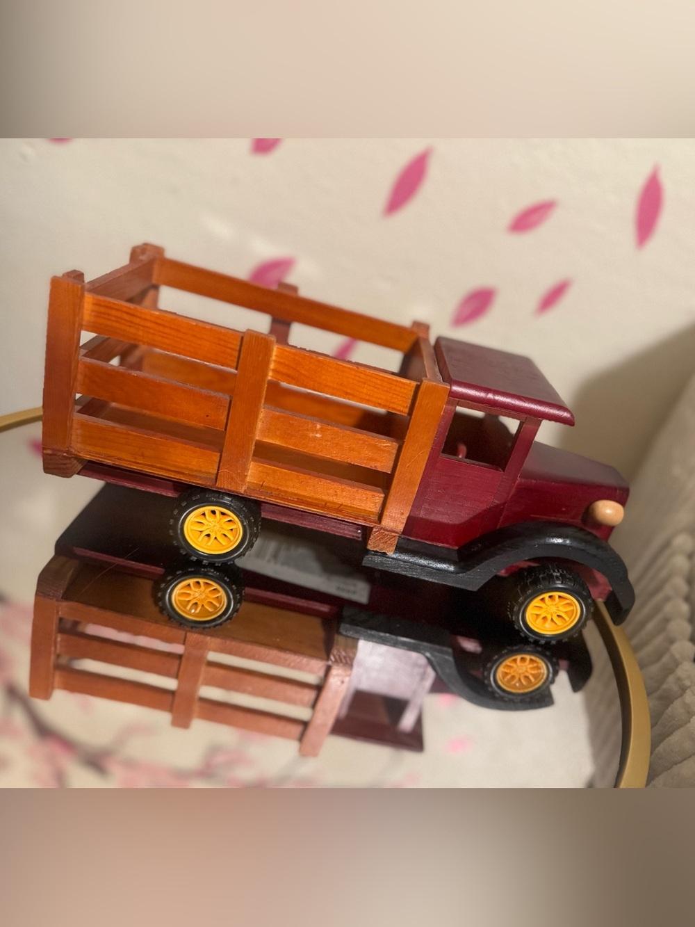 Wooden Toy Farm Truck - Red and Orange